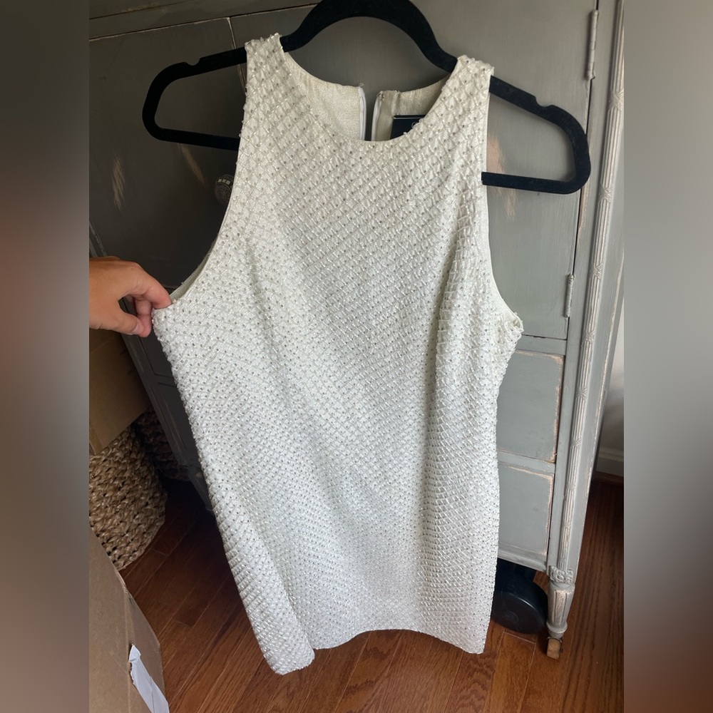Vintage Carmen Marc Valvo white sequin mini dress